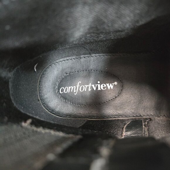Comfortview Pointed Ankle Booties 7.5 Wide Fit Black Moto Short Heeled Bootie - Picture 11 of 11
